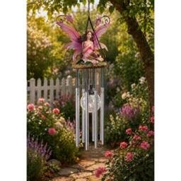 NESTLUNE Pink Hanging Solar Powered Fairy Wind Chime Colour - Size: 100 cm x 60 cm - thumbnail 3