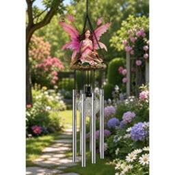 NESTLUNE Pink Hanging Solar Powered Fairy Wind Chime Colour - Size: 100 cm x 60 cm - thumbnail 4