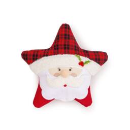 Luxury Living Star-Shaped Embroidered Christmas Santa Cushion in Red - Size: 45 cm x 45 cm