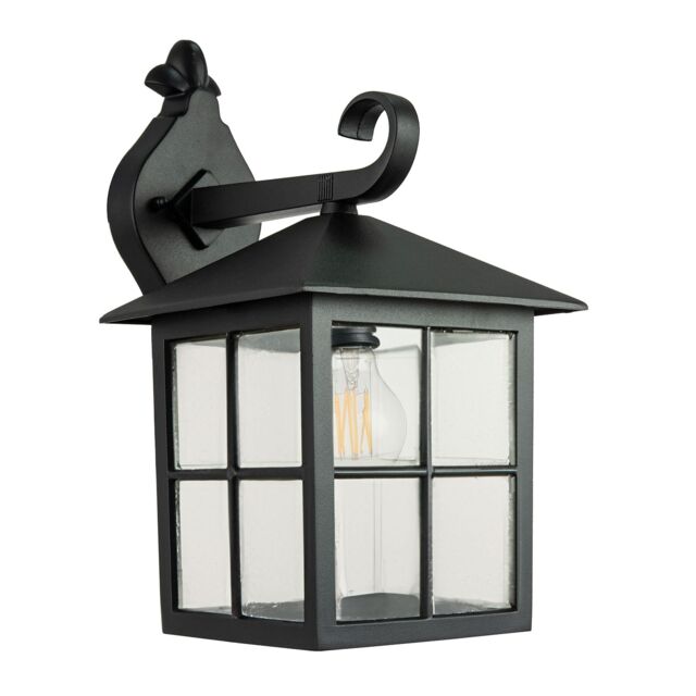Happy Homewares Classic Matte Black Die-Cast Aluminium Metal Exterior Lantern Light Fitting - image 1
