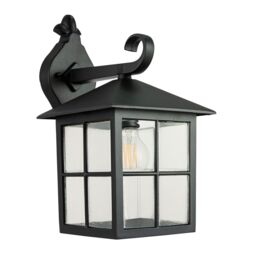 Happy Homewares Classic Matte Black Die-Cast Aluminium Metal Exterior Lantern Light Fitting - thumbnail 1