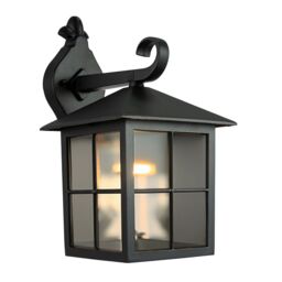 Happy Homewares Classic Matte Black Die-Cast Aluminium Metal Exterior Lantern Light Fitting - thumbnail 2