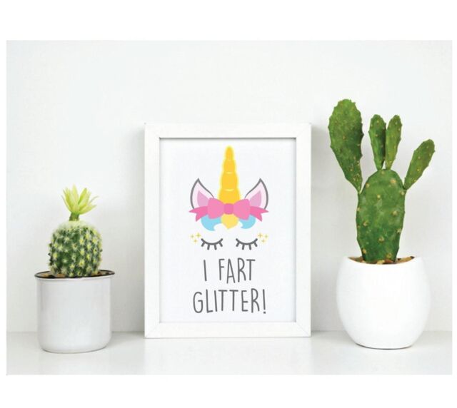 Unicorn I Fart Glitter Inspirational Quote in Frame