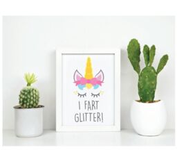 Unicorn I Fart Glitter Inspirational Quote in Frame - thumbnail 1