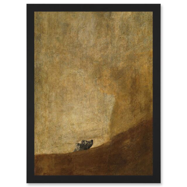 Artery8 Francisco Goya The Dog Reproduction Painting Artwork Framed Wall Art Print A4 in Black - image 1
