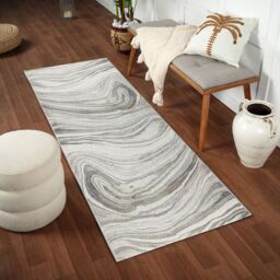 Livabliss Roma-Modern Grey Brown Green Living Dining Bedroom Rug in Light Grey - Size: 80 cm x 220 cm - thumbnail 8