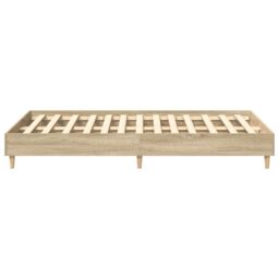 Berkfield Home Bed Frame No Mattress Sonoma Oak 140x190 cm Engineered Wood in Brown - thumbnail 6
