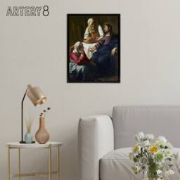 "Artery8 Christ in the House of Martha & Mary Vermeer Framed Canvas Wall Art - Size: W24"" x H32""" - thumbnail 3