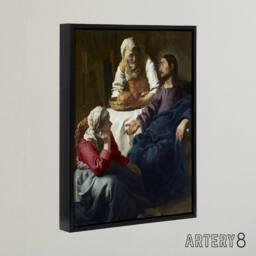 "Artery8 Christ in the House of Martha & Mary Vermeer Framed Canvas Wall Art - Size: W24"" x H32""" - thumbnail 2