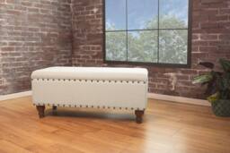 Luxury Living Chelsea Storage Ottoman Bench in Cream - thumbnail 3