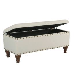 Luxury Living Chelsea Storage Ottoman Bench in Cream - thumbnail 2