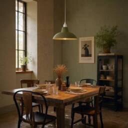 Happy Homewares Industrial Retro Designed Matt Curved Metal Ceiling Pendant Shade in Olive - thumbnail 6
