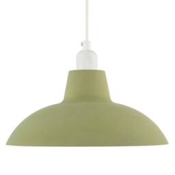 Happy Homewares Industrial Retro Designed Matt Curved Metal Ceiling Pendant Shade in Olive - thumbnail 5