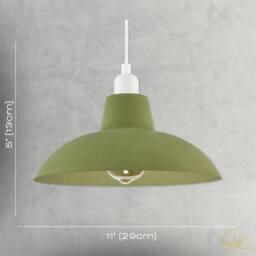 Happy Homewares Industrial Retro Designed Matt Curved Metal Ceiling Pendant Shade in Olive - thumbnail 7