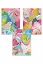ARTZE Set of 3 Abstract Wild Garden Flowers in Pink & Blue Art Posters - Size: W50 cm x H70 cm - thumbnail 1