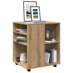 Berkfield Home Rolling Cabinet Artisan Oak 60x53x72 cm Engineered Wood in Brown - Size: 60 x 53 x 72 cm - thumbnail 2