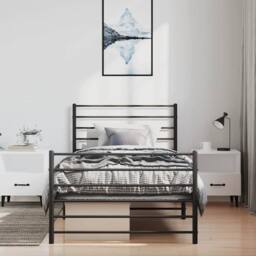 Berkfield Home Metal Bed Frame with Headboard & Footboard Black 100x190 cm - thumbnail 3