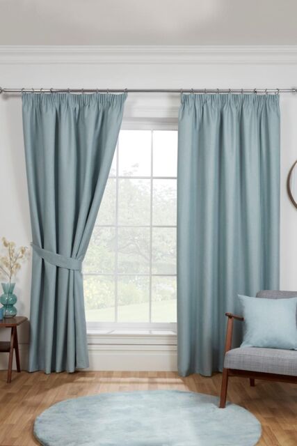 Sundour Eclipse Pencil Pleat Blackout Curtains Taped Curtain Pair in Blue - Size: 117 cm width x 183 cm drop - image 1