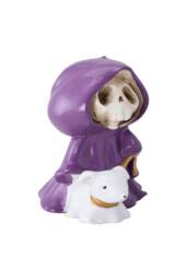 Living and Home Adorable Halloween Skull Grim Reaper Walking Dog Figurine in Purple - thumbnail 2