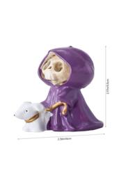 Living and Home Adorable Halloween Skull Grim Reaper Walking Dog Figurine in Purple - thumbnail 6