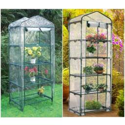 SPETLEK 4 Tier Mini Greenhouse Cover Only for Outdoor Garden Growhouse in Green - thumbnail 4