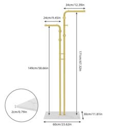Havendro Double Pole Hall Tree Coat Rack With Hanging Rail in Gold - thumbnail 2