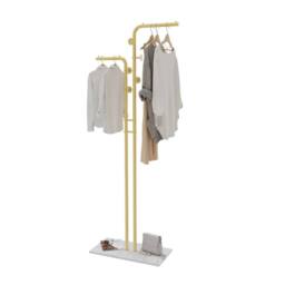 Havendro Double Pole Hall Tree Coat Rack With Hanging Rail in Gold - thumbnail 5