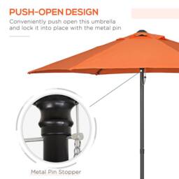 OUTSUNNY 2m Parasol Patio Umbrella, Outdoor Sun Shade with 6 Ribs in Orange - thumbnail 7