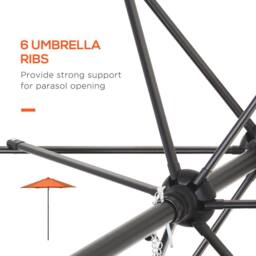 OUTSUNNY 2m Parasol Patio Umbrella, Outdoor Sun Shade with 6 Ribs in Orange - thumbnail 5