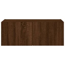 Berkfield Home TV Wall Cabinet with LED Lights Brown Oak 80x35x31 cm - Size: 80 x 35 x 31 cm - thumbnail 9