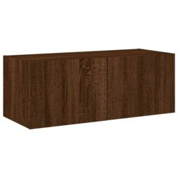 Berkfield Home TV Wall Cabinet with LED Lights Brown Oak 80x35x31 cm - Size: 80 x 35 x 31 cm - thumbnail 7