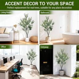 VOGREX 6FT 180cm Faux Potted Olive Tree in Green - thumbnail 3