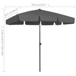 Berkfield Home Sturdy Beach Umbrella Anthracite 200x125 cm in Dark Grey - thumbnail 8