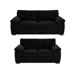 SquareBoxx Positano Jumbo Cord Fabric 3+2Seater Sofa Set in Black - thumbnail 2
