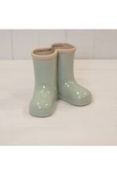 KDMD Sage Green Ceramic Wellingtons Vase Small in Pale Green - thumbnail 1