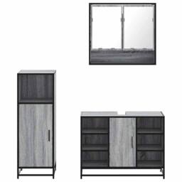 Berkfield Home Durable 3 Piece Bathroom Furniture Set Grey Sonoma Engineered Wood - thumbnail 5