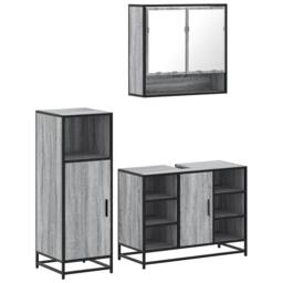Berkfield Home Durable 3 Piece Bathroom Furniture Set Grey Sonoma Engineered Wood - thumbnail 3