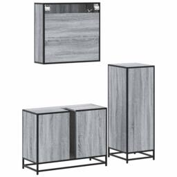 Berkfield Home Durable 3 Piece Bathroom Furniture Set Grey Sonoma Engineered Wood - thumbnail 8