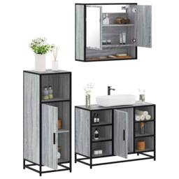 Berkfield Home Durable 3 Piece Bathroom Furniture Set Grey Sonoma Engineered Wood - thumbnail 2