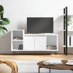 Berkfield Home TV Cabinet White 100x35x55 cm Engineered Wood - Size: 100 x 35 x 55 cm - thumbnail 2