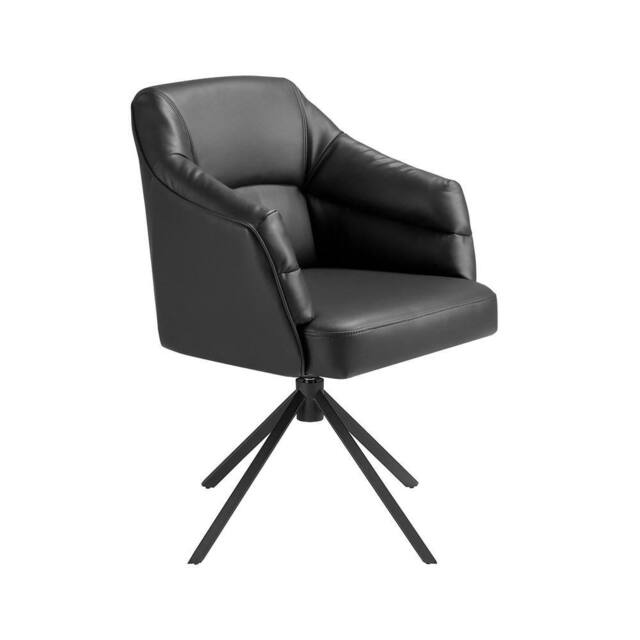 Angel Cerda Leatherette Swivel Dining Chair with Armrests in Black - image 1
