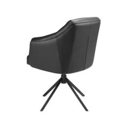 Angel Cerda Leatherette Swivel Dining Chair with Armrests in Black - thumbnail 7