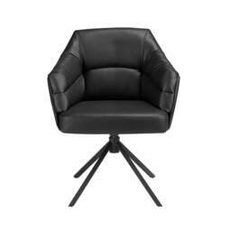 Angel Cerda Leatherette Swivel Dining Chair with Armrests in Black - thumbnail 2