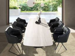 Angel Cerda Leatherette Swivel Dining Chair with Armrests in Black - thumbnail 6