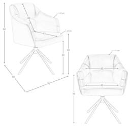 Angel Cerda Leatherette Swivel Dining Chair with Armrests in Black - thumbnail 8