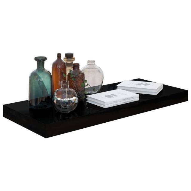 Berkfield Home Durable Floating Wall Shelf High Gloss Black 60x23.5x3.8 cm MDF - image 1