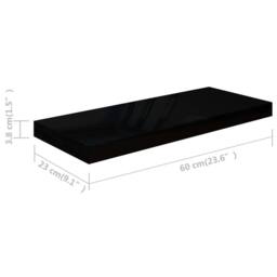 Berkfield Home Durable Floating Wall Shelf High Gloss Black 60x23.5x3.8 cm MDF - thumbnail 7