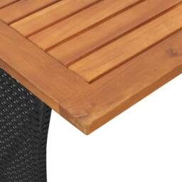 Berkfield Home Garden Table with Acacia Wood Top Black 105x75x72 cm Poly Rattan - Size: 105 x 75 x 72 cm - thumbnail 9