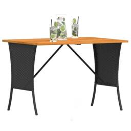 Berkfield Home Garden Table with Acacia Wood Top Black 105x75x72 cm Poly Rattan - Size: 105 x 75 x 72 cm - thumbnail 4