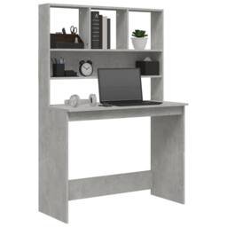 Berkfield Home Decorative Desk with Shelves Concrete Grey 102x45x148 cm Engineer - Size: 102 x 45 x 148 cm - thumbnail 4